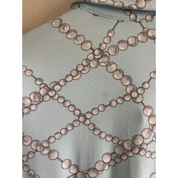 J. McLaughlin Gilchrist Catalina Dress Blue White Button Up Pearls Spandex Small - Picture 5 of 12
